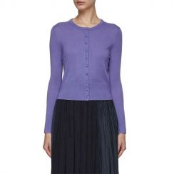 Knitwear Purple Round Neck Long Sleeve Casual Top Cardigan 3PCS