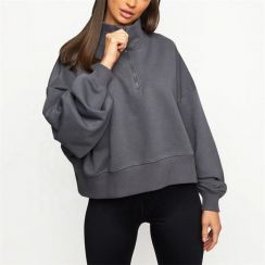 4Packs Cotton Front Half Zip Long Sleeve Pullover Crop Top Women